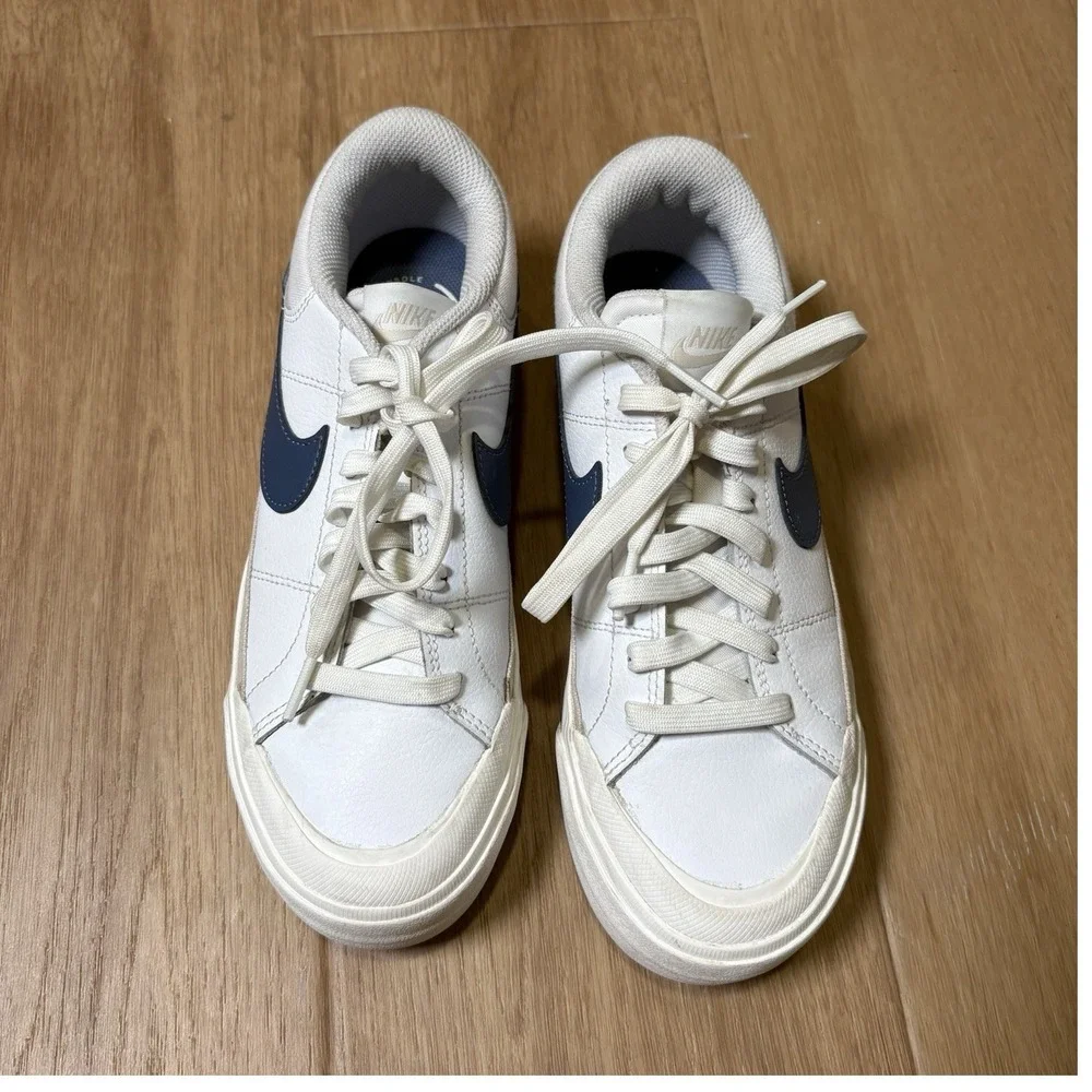 Nike Court Legacy Lift Men's Low Top Leather Lace Up White/Blue DM7590-104